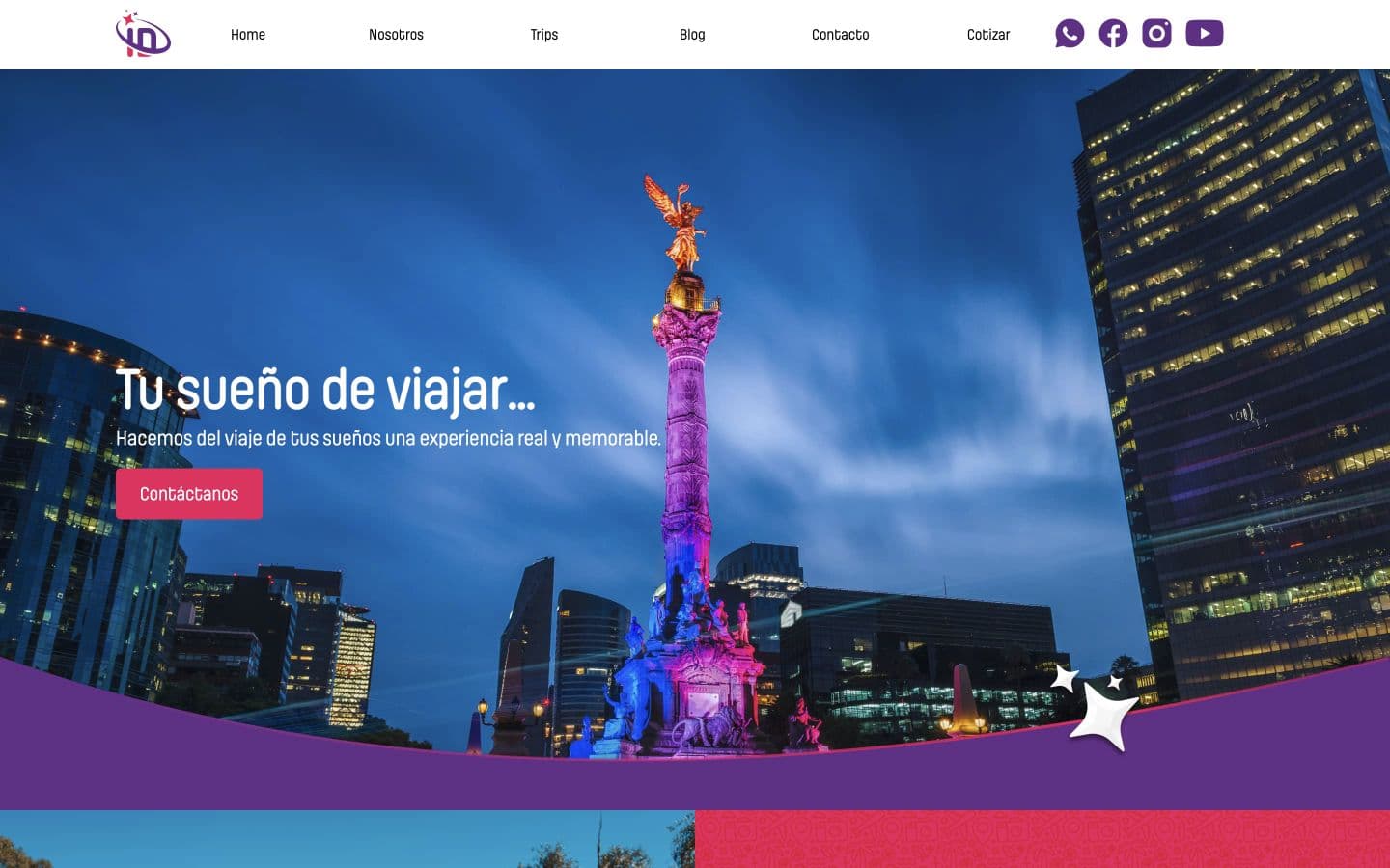 Sitio para operador turístico: catálogo de experiencias y contacto directo por WhatsApp.