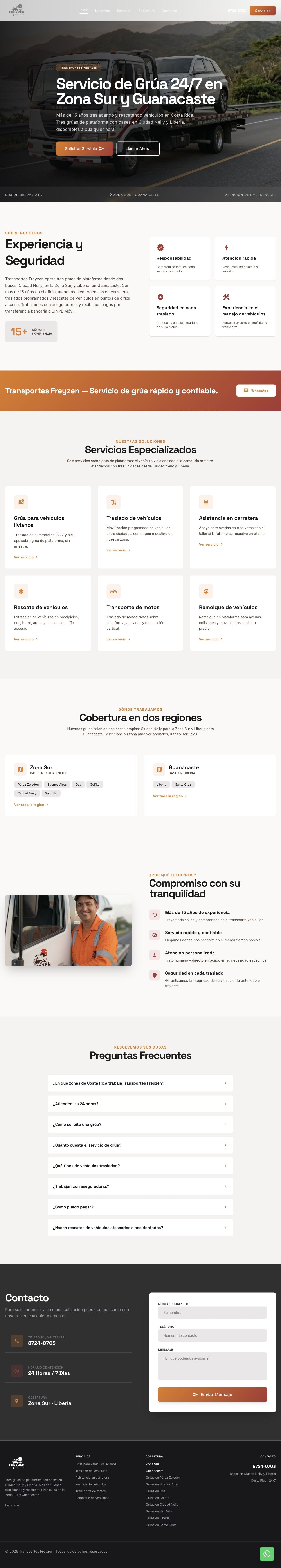 Página de inicio completa de Transportes Freyzen