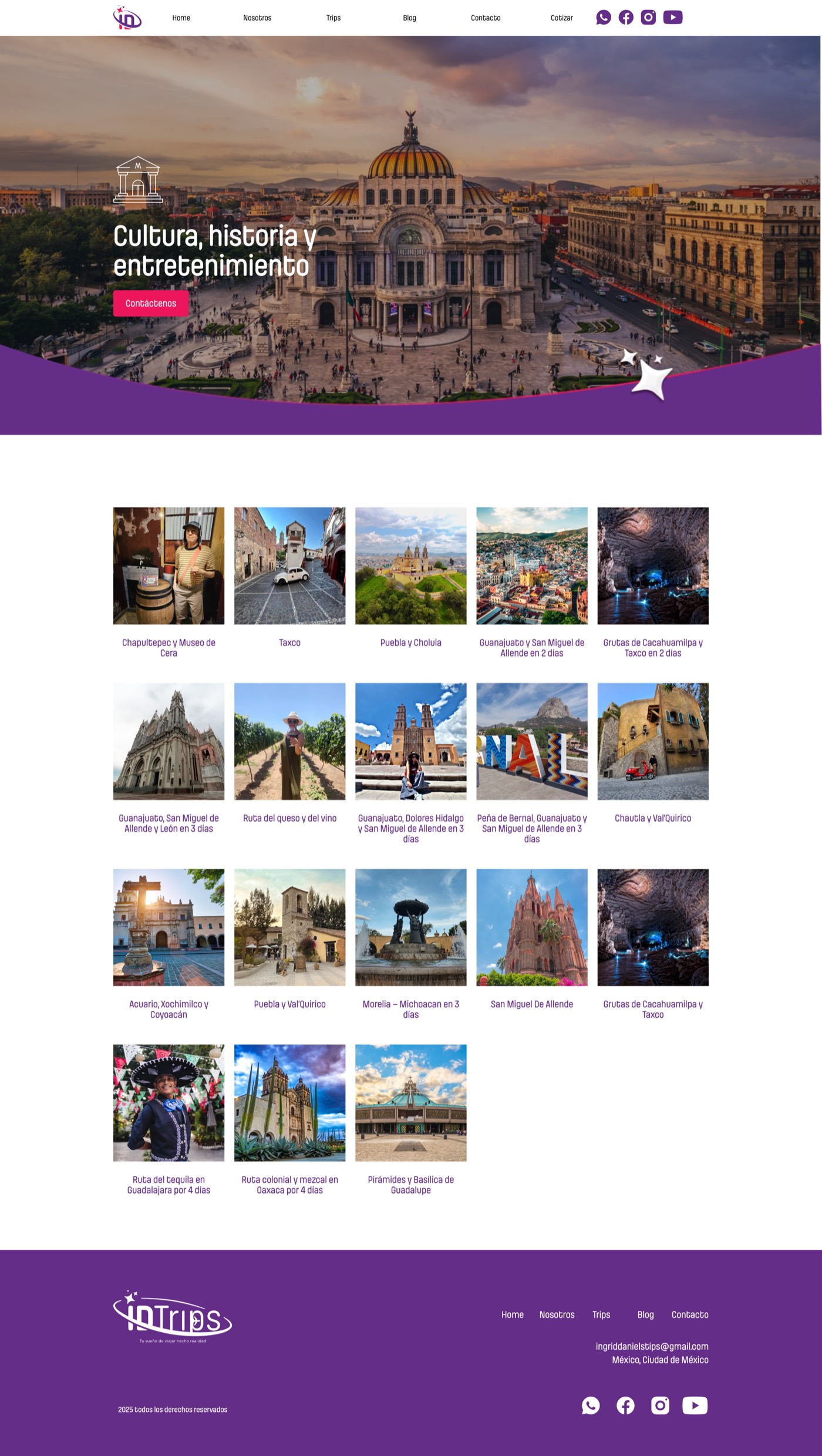 Página de categoría con su portada y la grilla de tours
